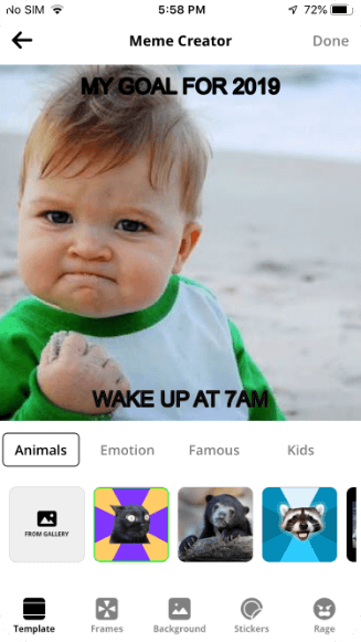 Create Beautiful Memes Screen