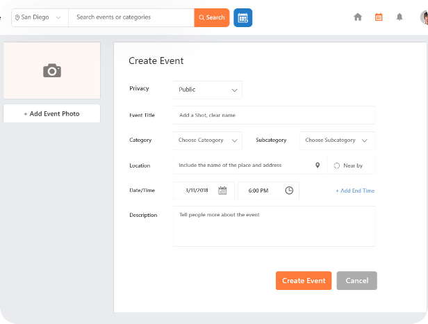 Event Management Screen