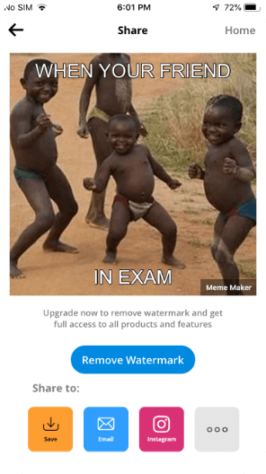 Meme Maker App Screen