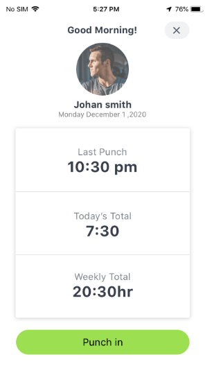 Time Tracker App Screen